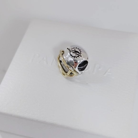 Pandora Miami Dolphins NFL Football Helmet Charm 14K Gold and S925 Silver - Picture 3 of 6